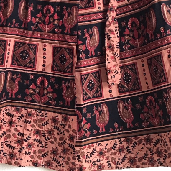 Wrap on skirt New Peachy red black India 100% cotton wrap skirt - Picture 3 of 5